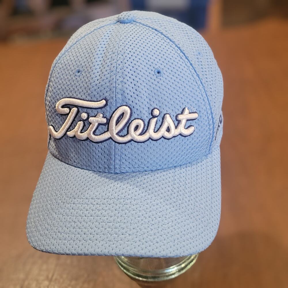 Titleist Pro V1 FJ Golf Hat Cap Mesh Flex Fitted Size M/L Light Blue White